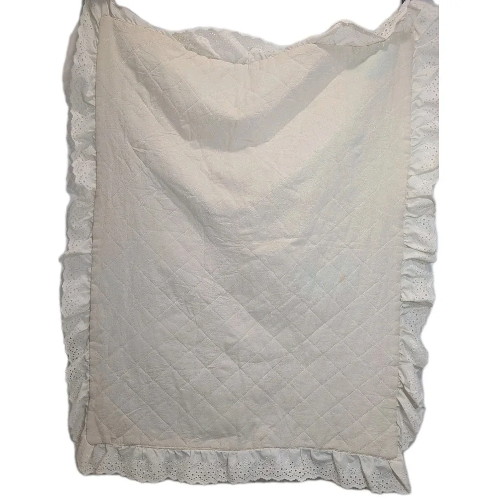 Cross Stitch Mail Boy Puppy Quilt Blanket Cream Blue 41 x 34 Precious Moments